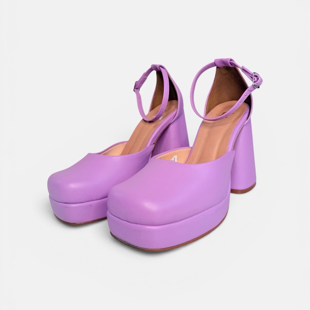 Bata purple chunky high heel sandals - Picture 2 of 11